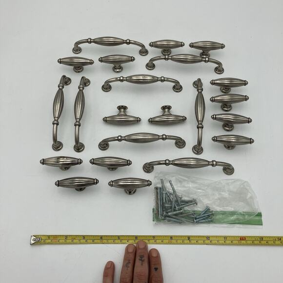 Stone Mill French Country 5 in. CC Weathered? Nickel Cabinet Pulls 8 & 14 Drawer - Picture 8 of 9